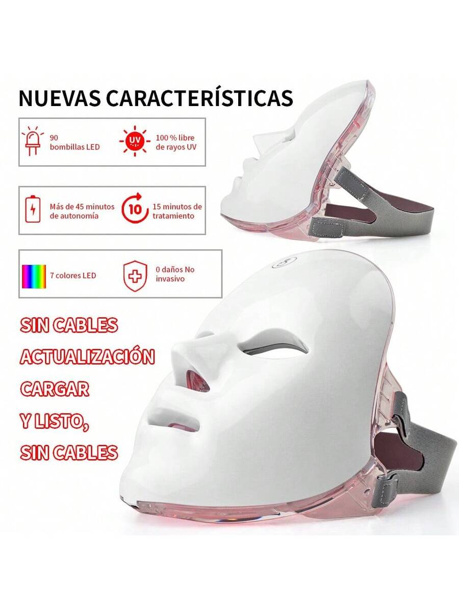 Mascara Facial de Luz Led de 7 Colores Terapia
