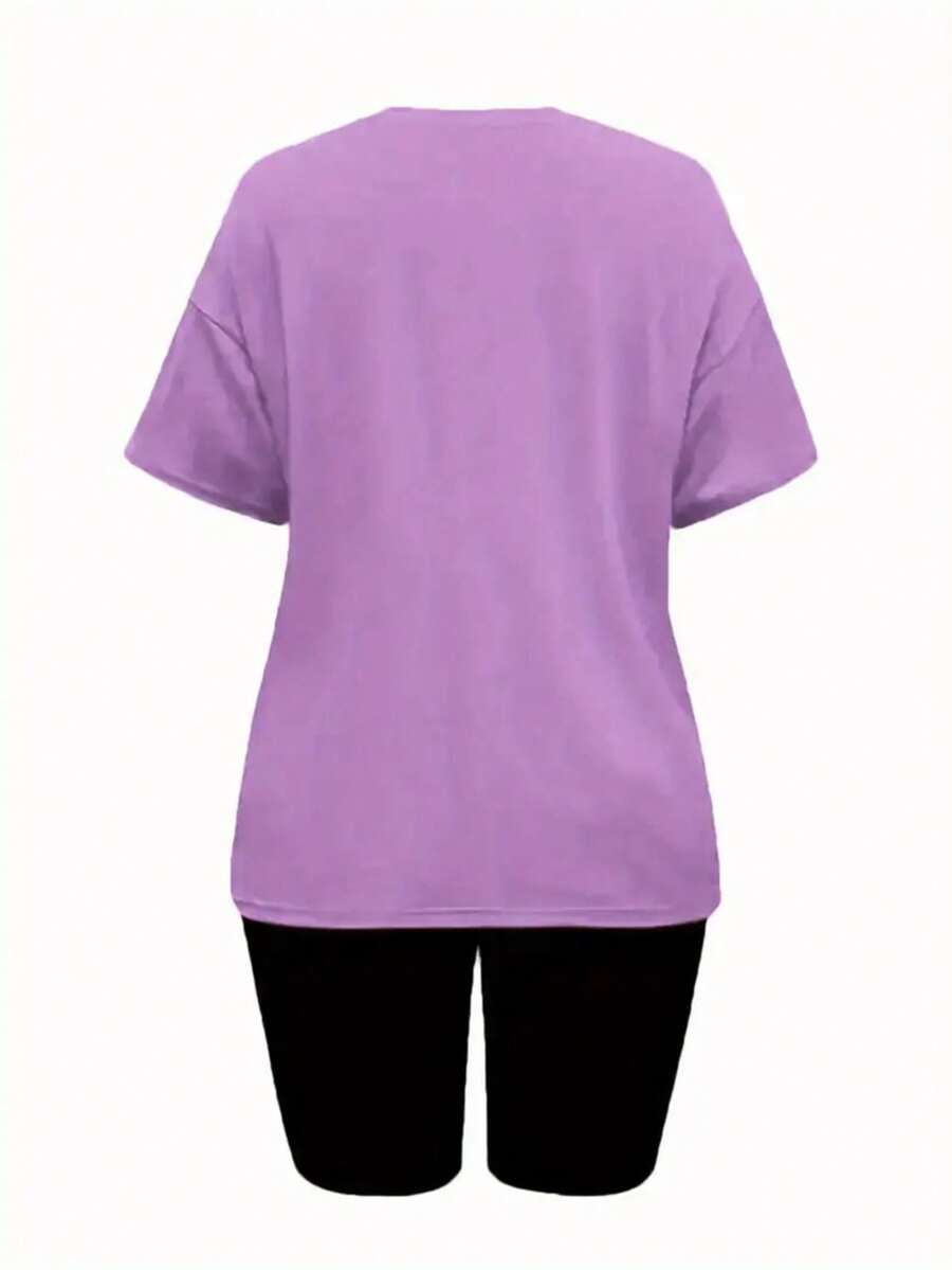 Conjunto 2 piezas dama camiseta gráfica