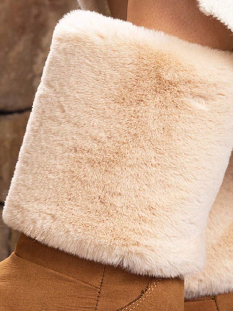 Bota corta con forro de peluche,diseño estilo invernal