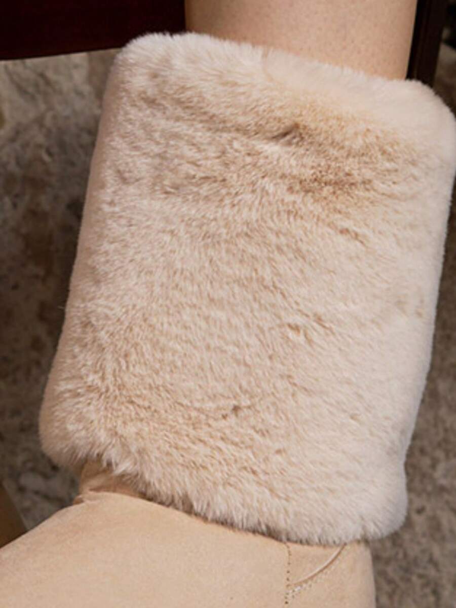 Bota corta con forro de peluche,diseño estilo invernal