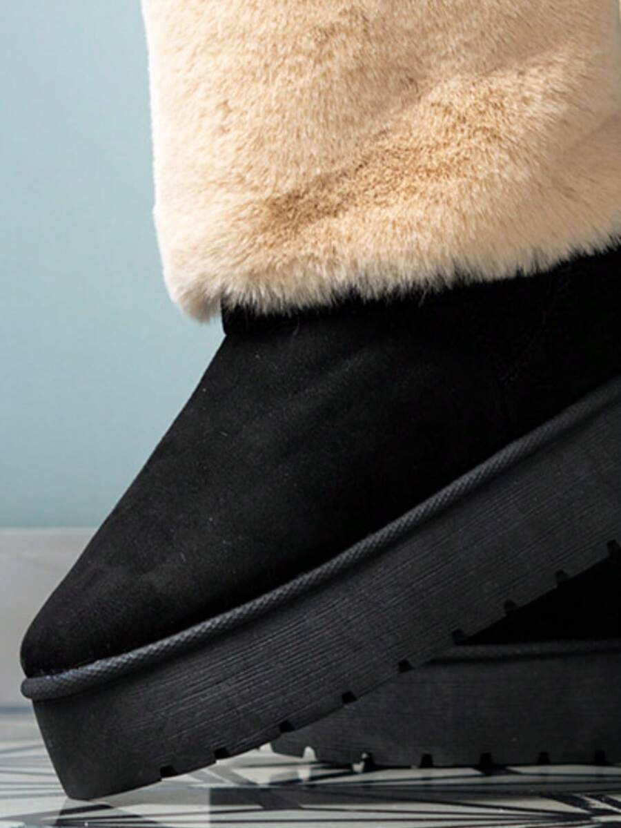 Bota corta con forro de peluche,diseño estilo invernal