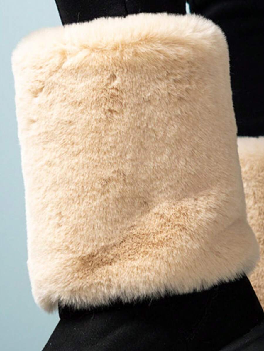 Bota corta con forro de peluche,diseño estilo invernal