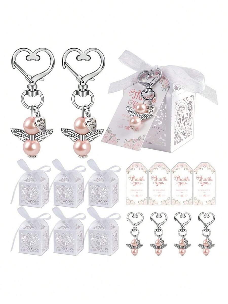 Llaveros de Ángel con Perlas Rosas