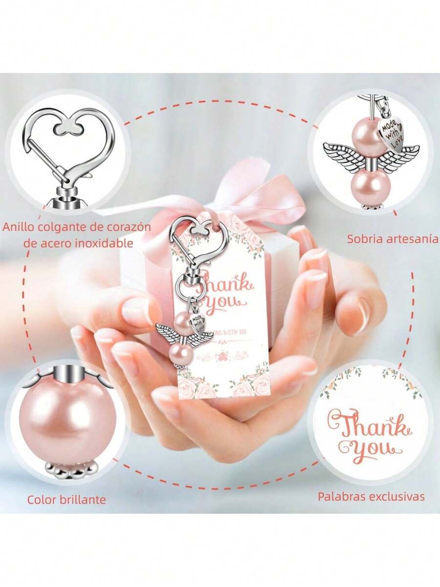Llaveros de Ángel con Perlas Rosas