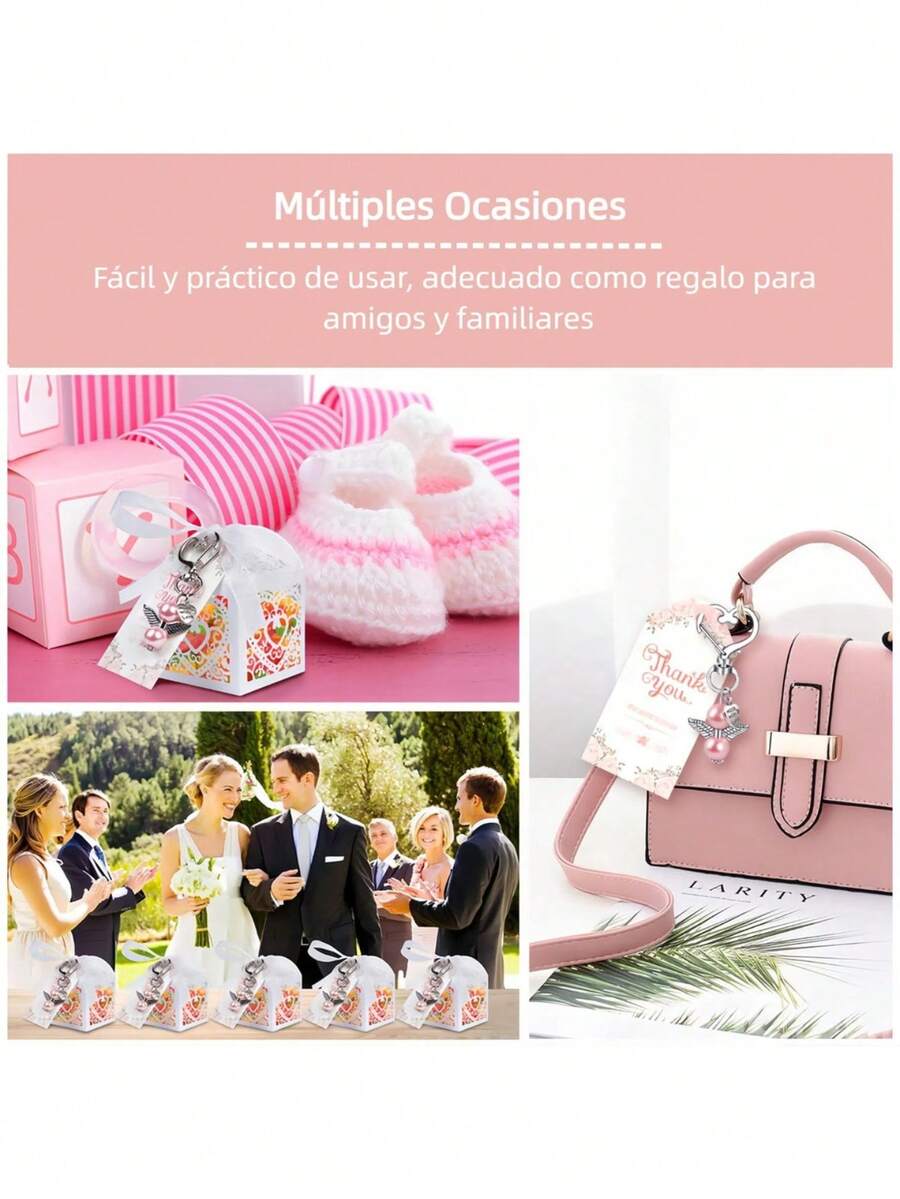 Llaveros de Ángel con Perlas Rosas