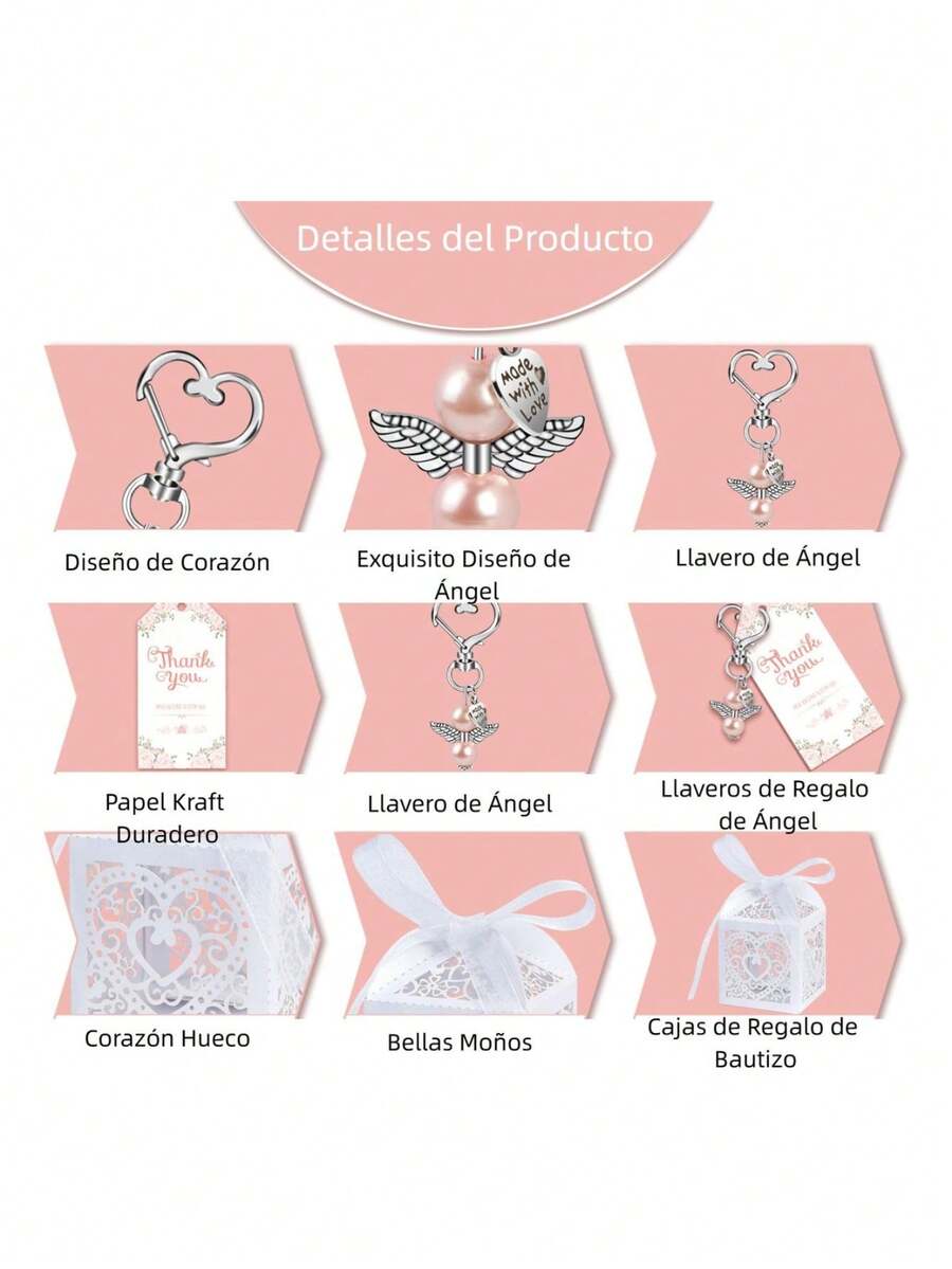 Llaveros de Ángel con Perlas Rosas