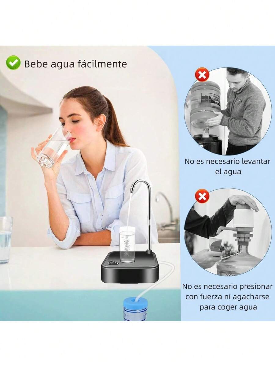Bomba dispensadora de agua eléctrica, recargable, portátil