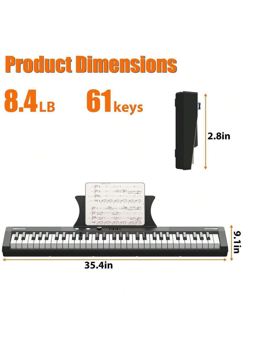 Piano eléctrico portátil de 61 teclas