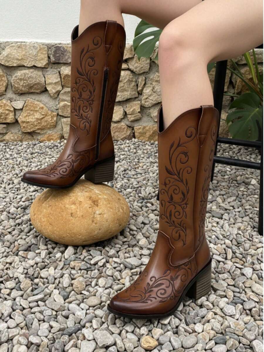Botas Vaqueras Botas Western diseño elegante tacon ancho
