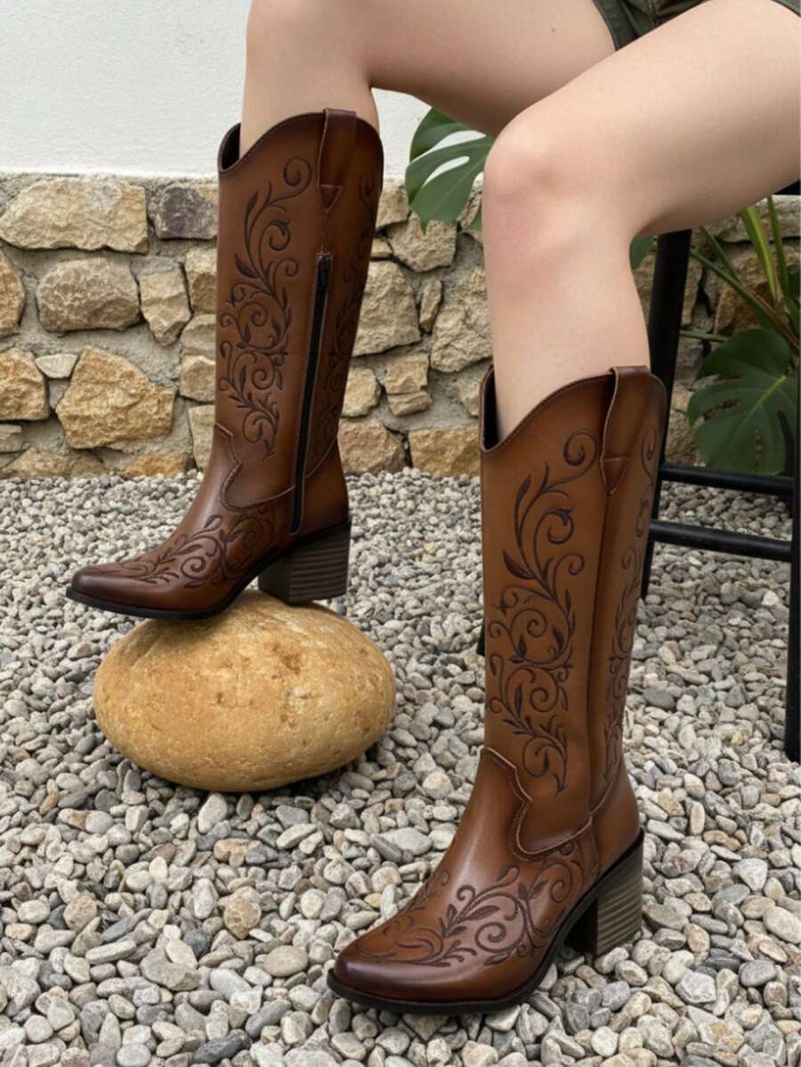 Botas Vaqueras Botas Western diseño elegante tacon ancho