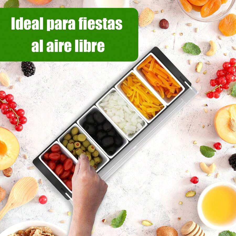 Caja De Condimentos Refrigerado Con Hielo Con 6 Contenedores