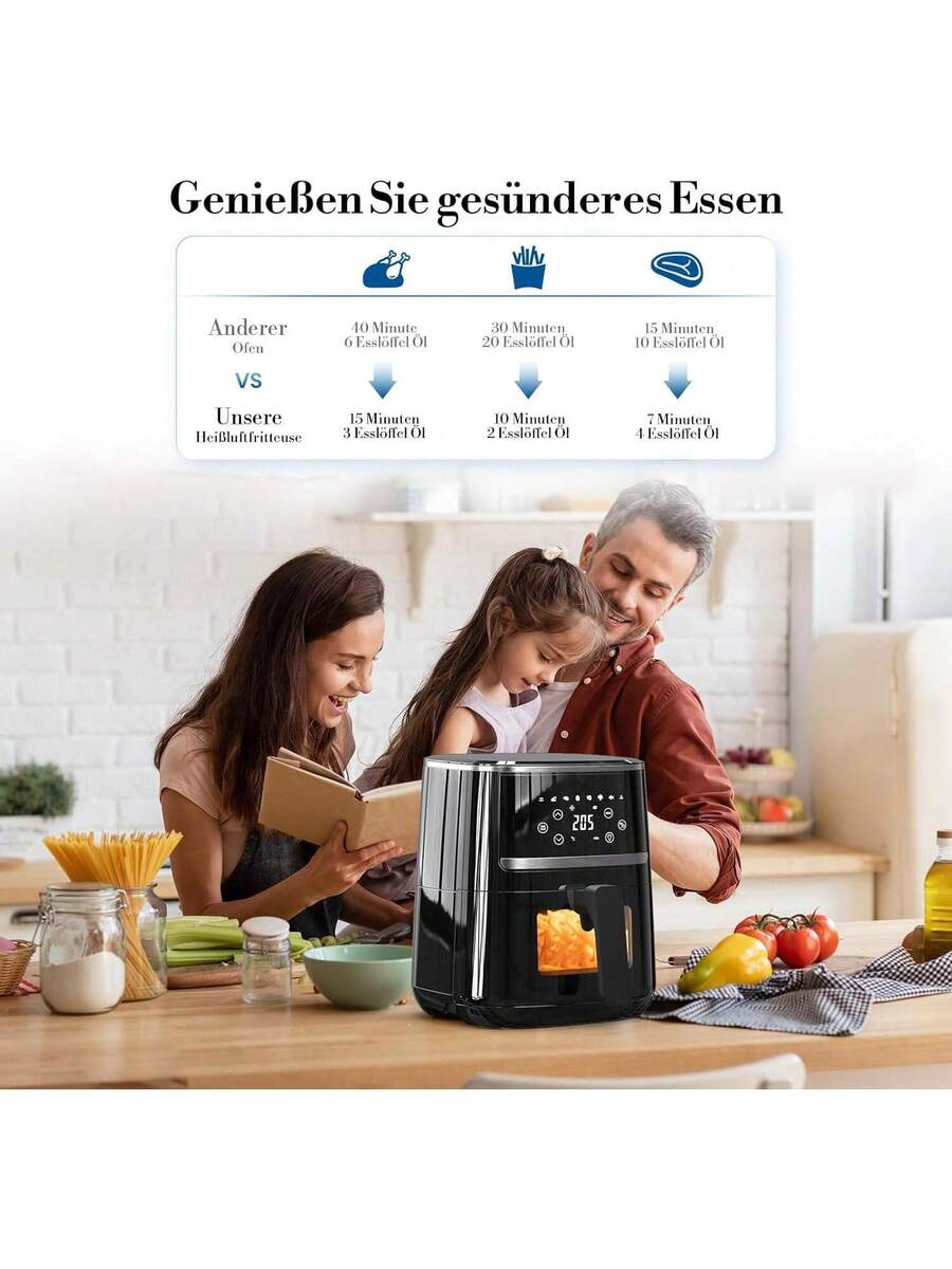 Freidora de aire de 5QT con pantalla táctil digital