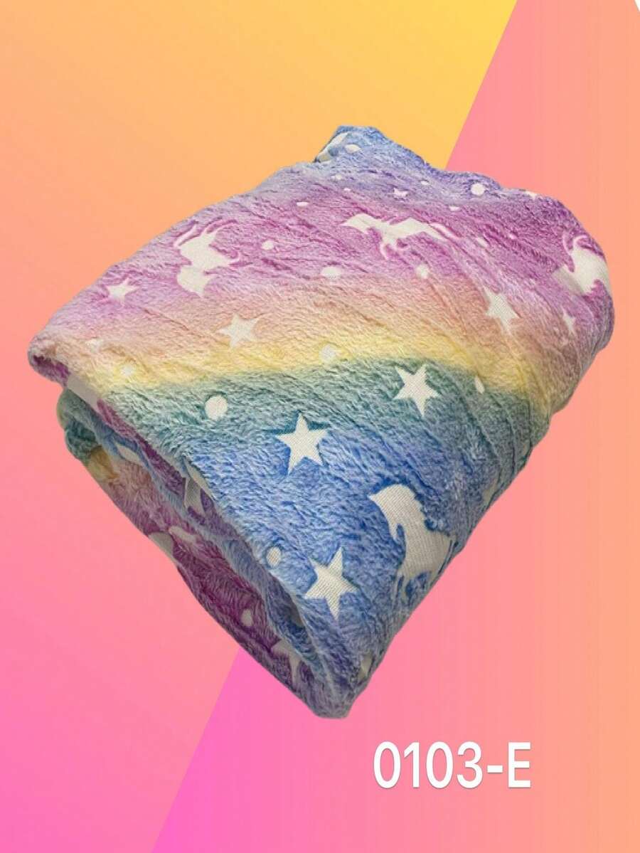 Manta de Franela para Niños, Brilla en la Oscuridad con Diseño de Pegaso y Estrellitas, Cobija Suave y Calientita de 120x170 cm, Ideal para Dormitorio, Sala o Viaje, Cobertor Infantil Luminoso, Regalo Original para Niñas y Niños, Manta Segura y Fácil de L