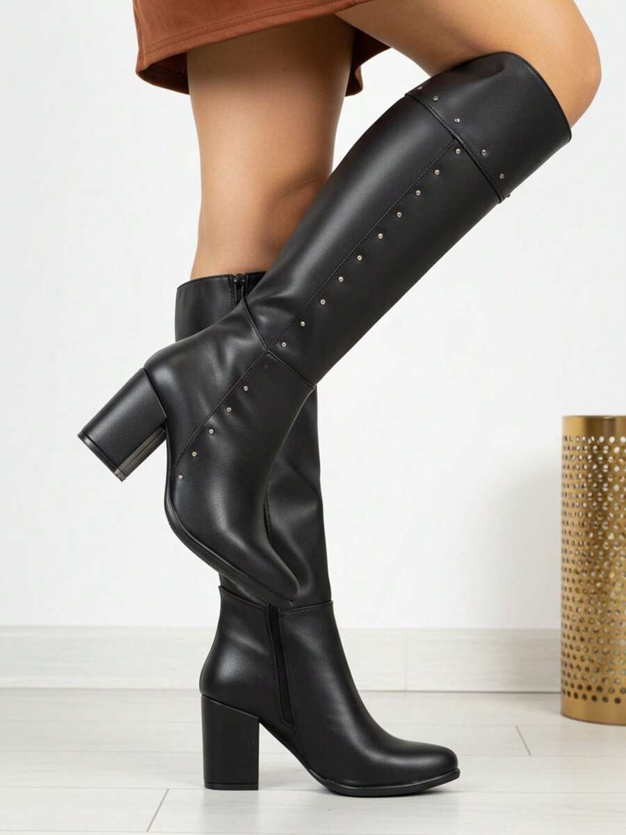 Botas elegantes de media caña clásicas tacón bajo