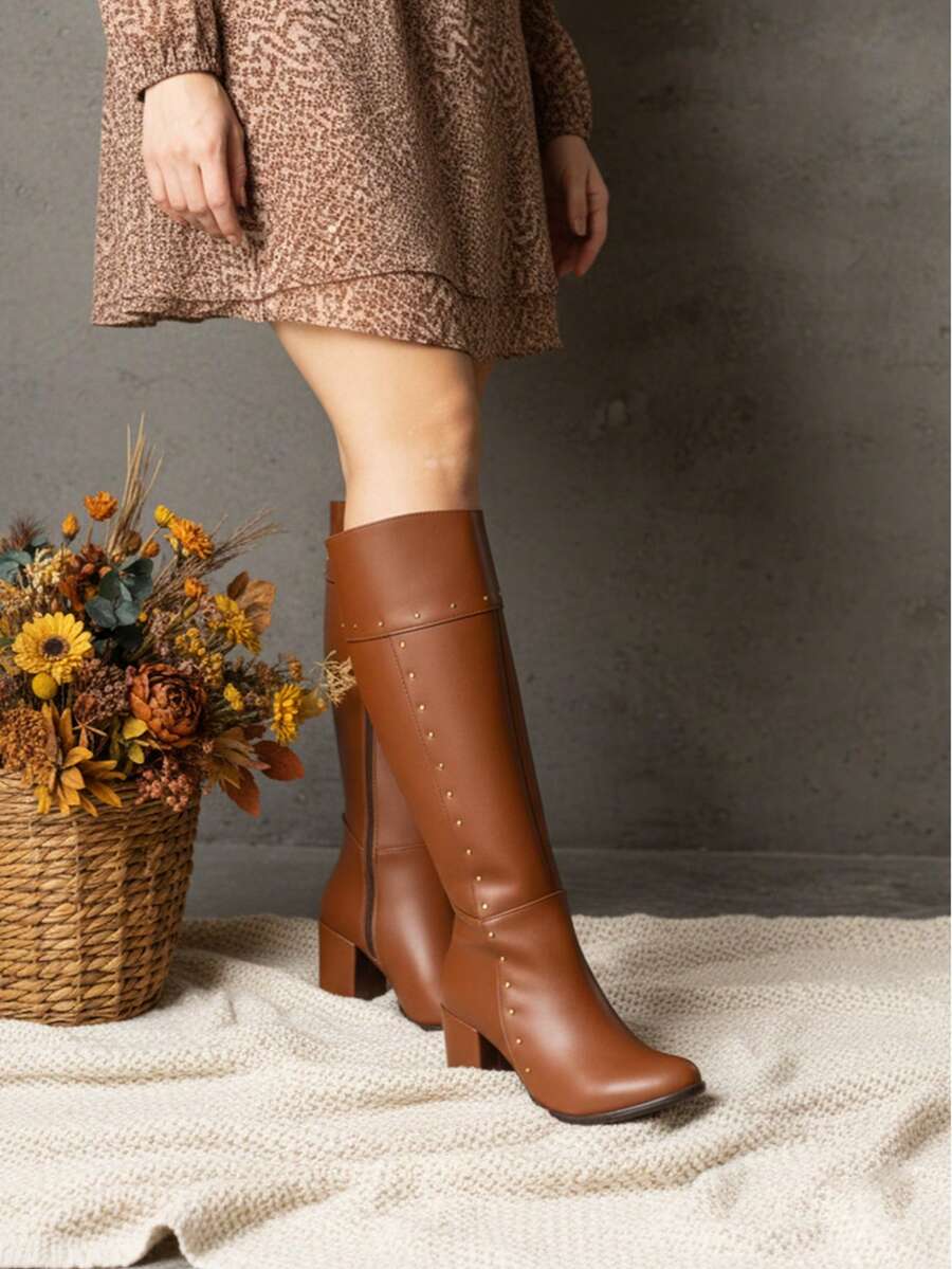 Botas elegantes de media caña clásicas tacón bajo