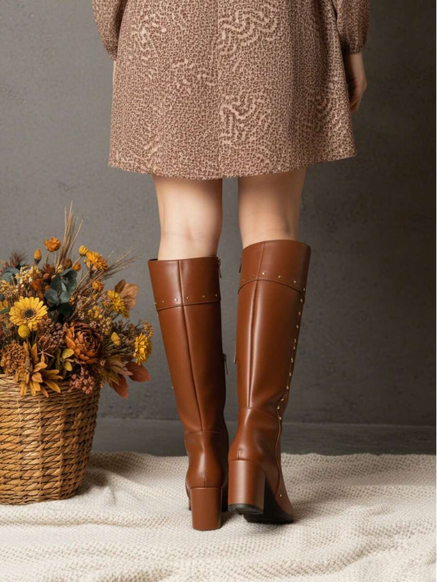Botas elegantes de media caña clásicas tacón bajo