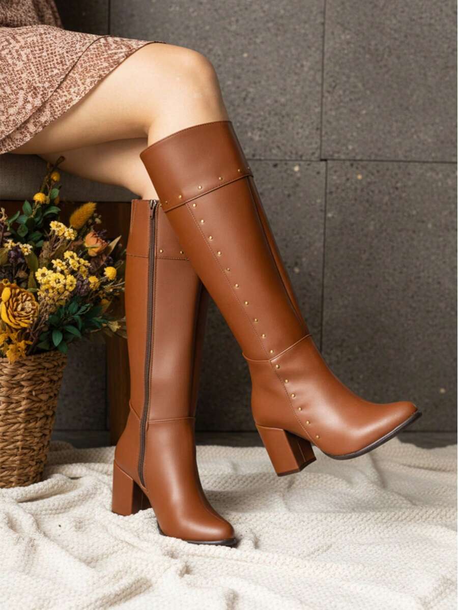 Botas elegantes de media caña clásicas tacón bajo