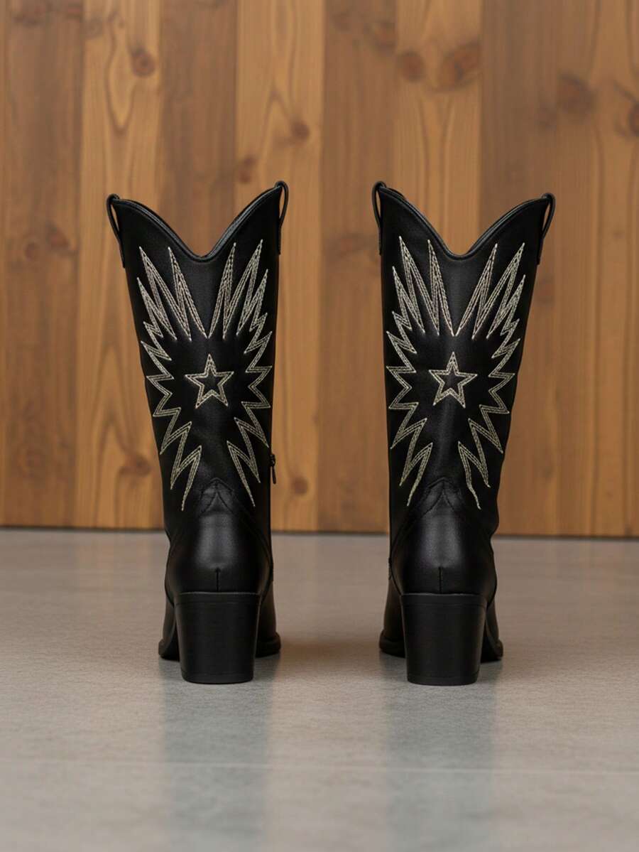 Bota western,bota de moda con bordado estrella