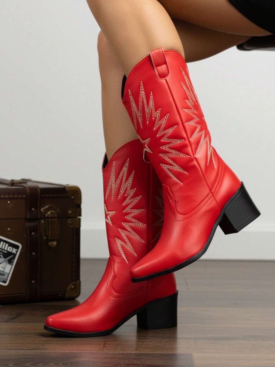 Bota western,bota de moda con bordado estrella
