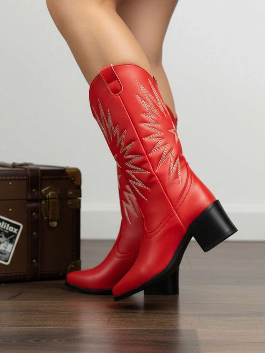 Bota western,bota de moda con bordado estrella