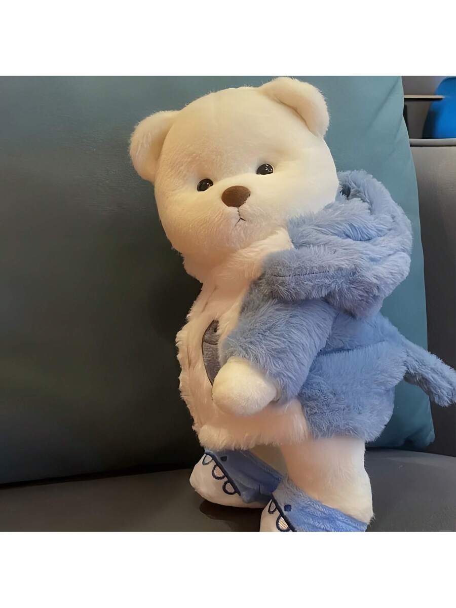 Peluche de oso de peluche con disfraz de tiburón de 28 cm de largo
