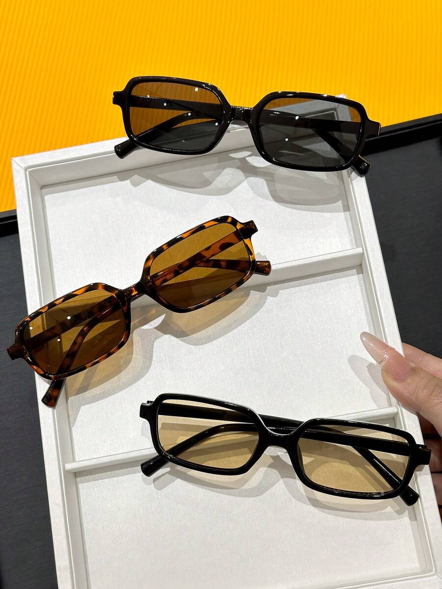 gafas con estampado de leopardo y marcos geométricos multicolor