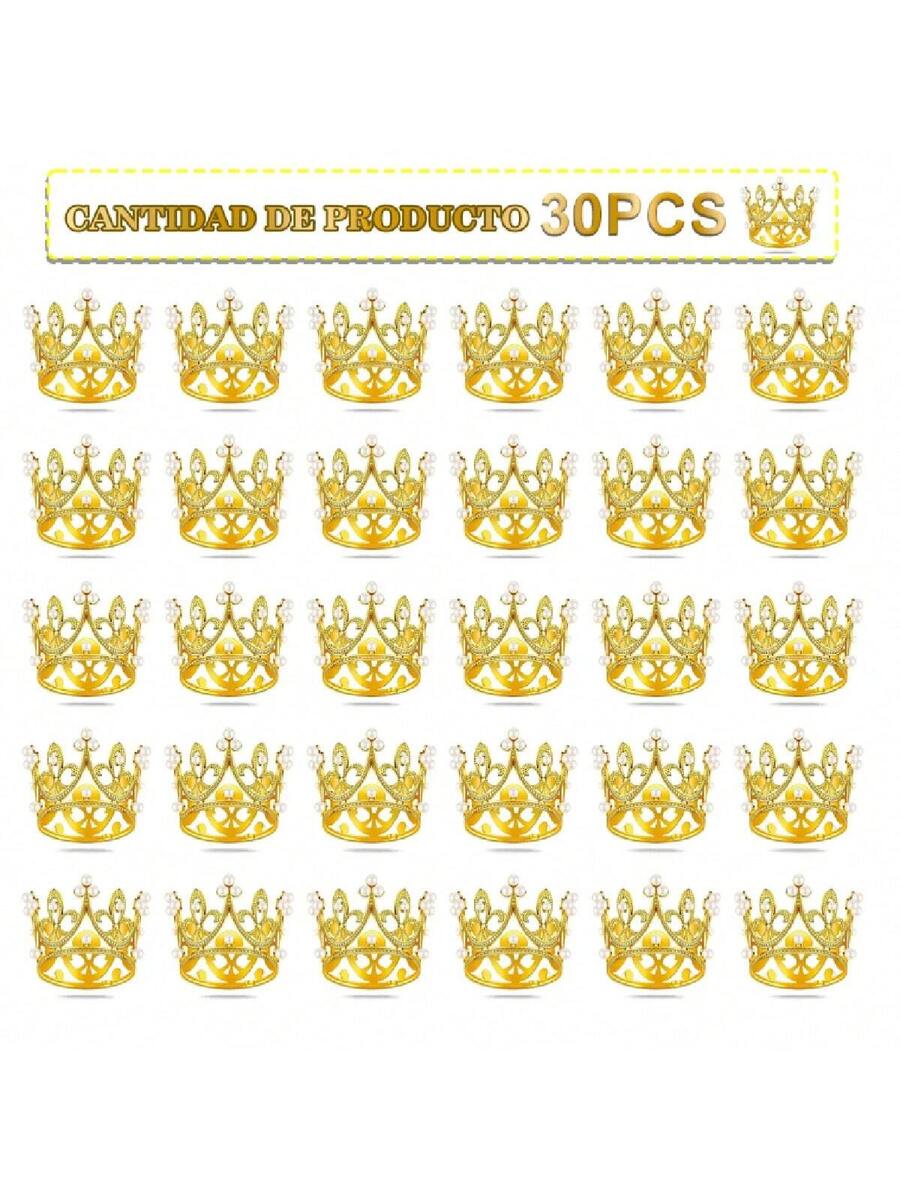 30Pcs mini coronas doradas