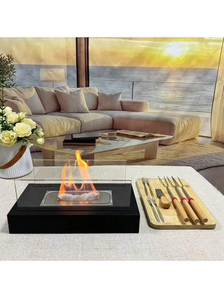 OBOVAY Calentador de chimenea decorativo con llama ardiente