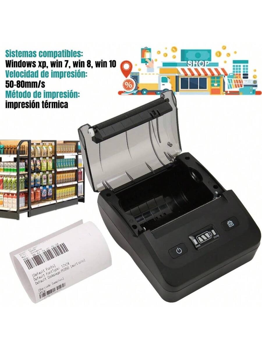 Impresora Térmica Portátil Inalámbrica De 80 Mm