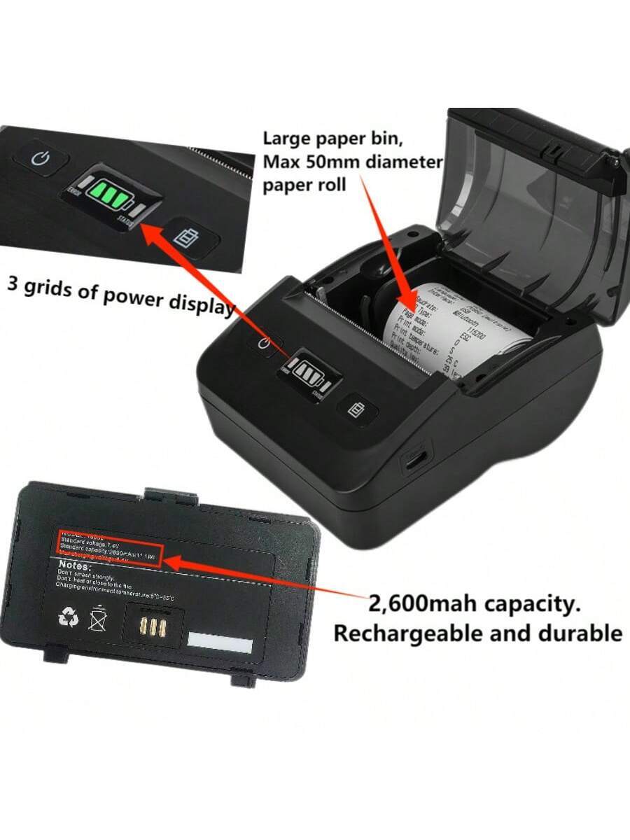 Impresora Térmica Portátil Inalámbrica De 80 Mm