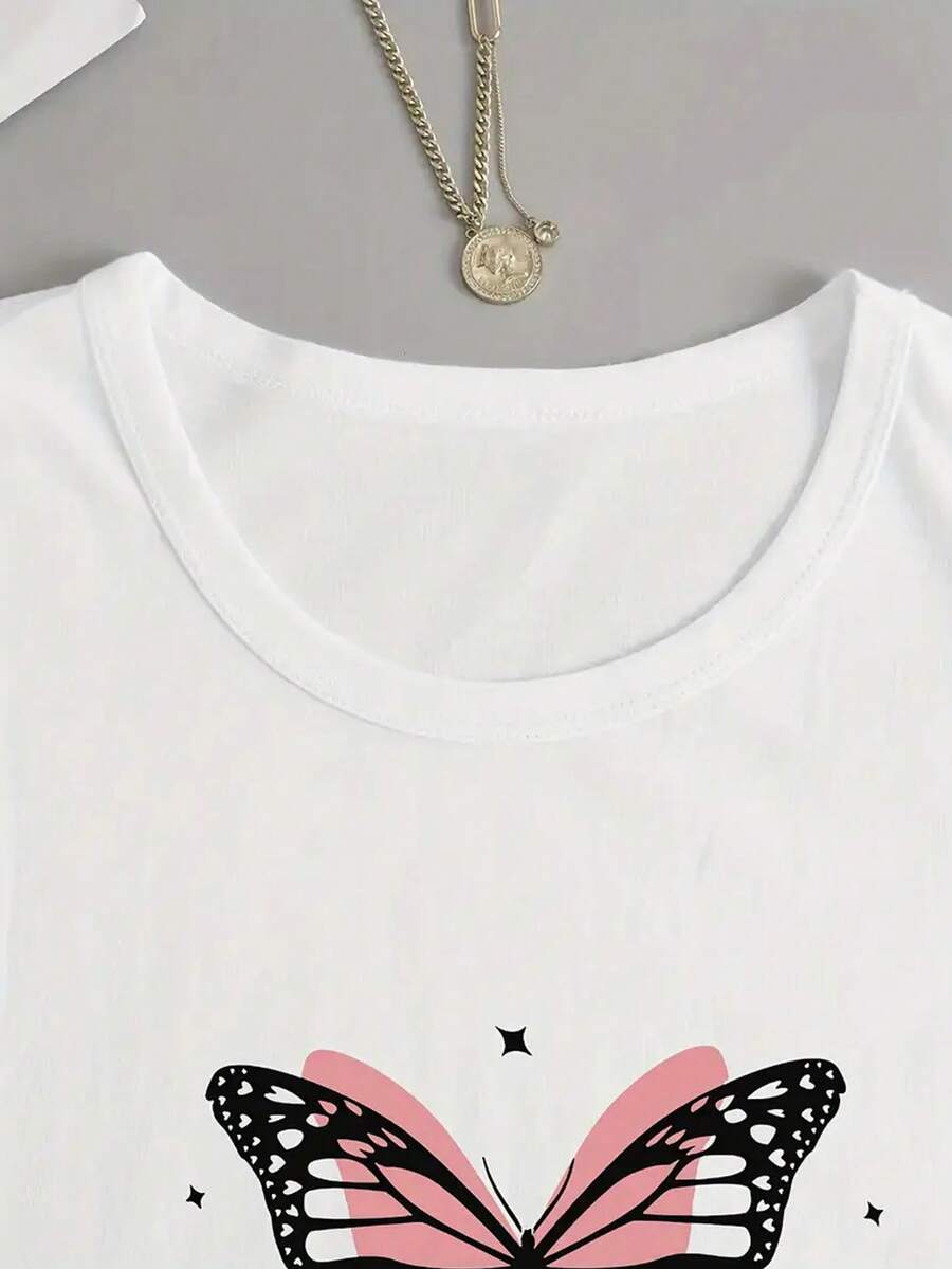 camiseta gráfica mariposa