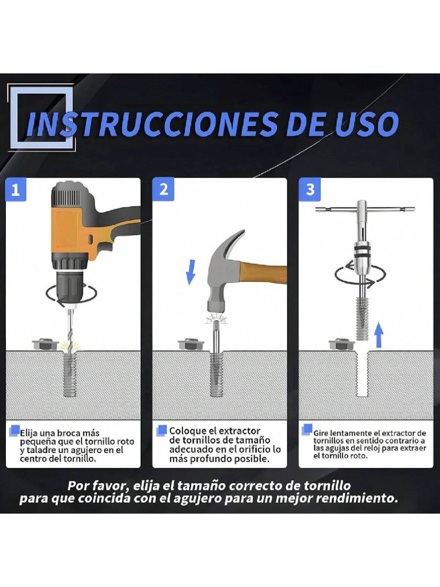 Juego de 26 piezas de extractores de tornillos y juego de brocas izquierdas