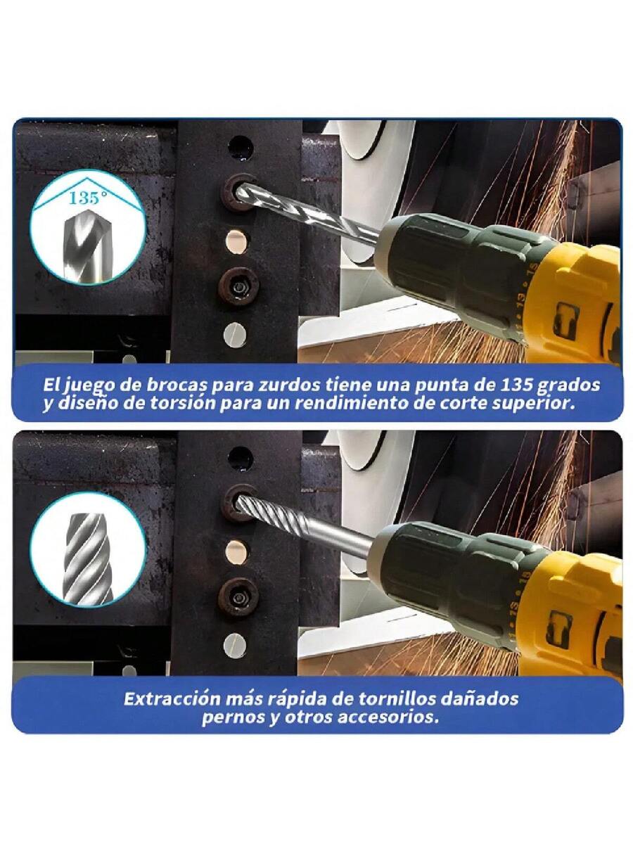 Juego de 26 piezas de extractores de tornillos y juego de brocas izquierdas