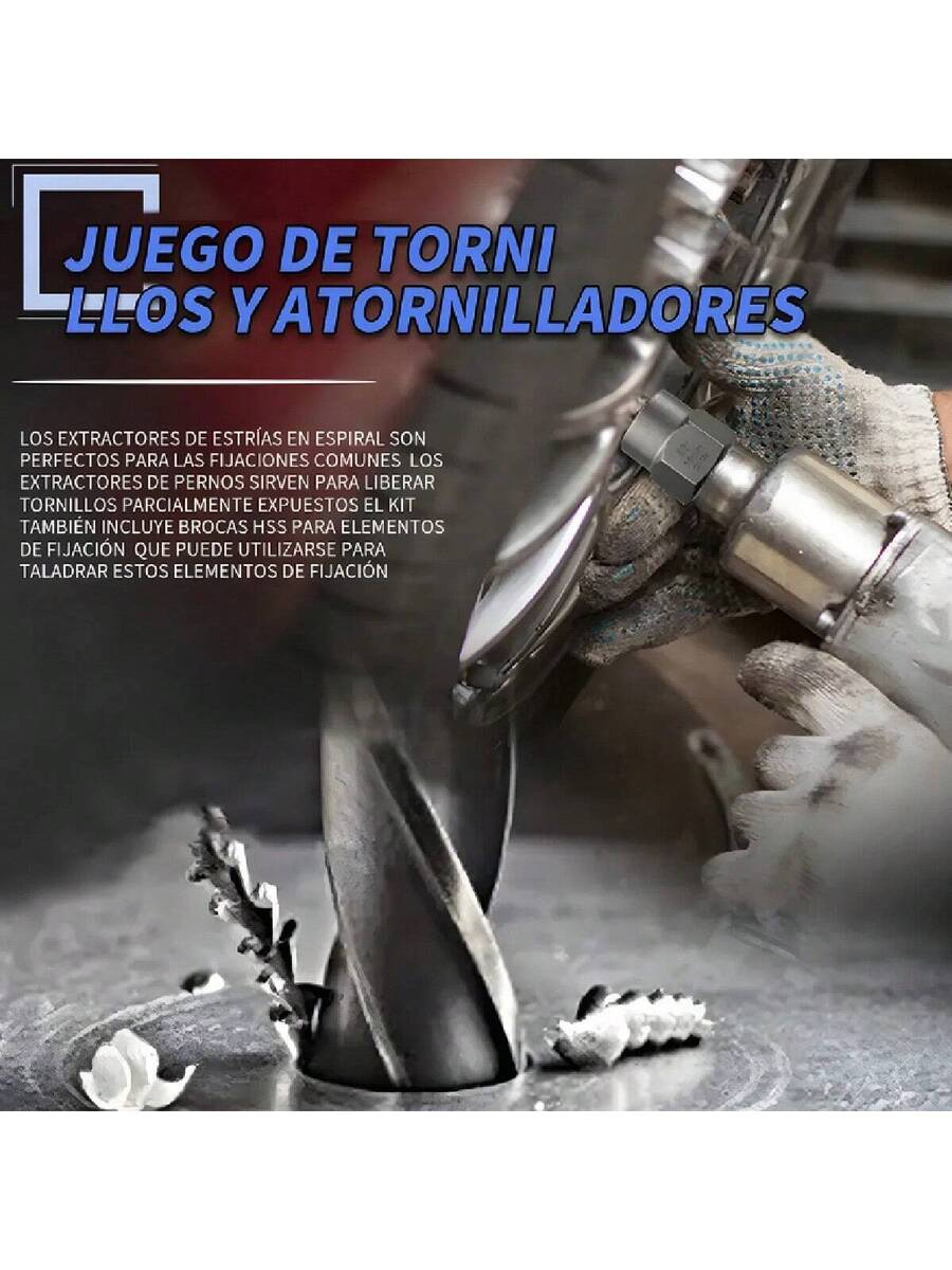 Juego de 26 piezas de extractores de tornillos y juego de brocas izquierdas