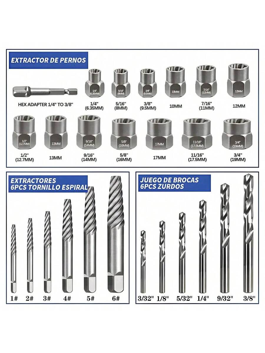 Juego De Extractores De Tornillos De 26 Piezas