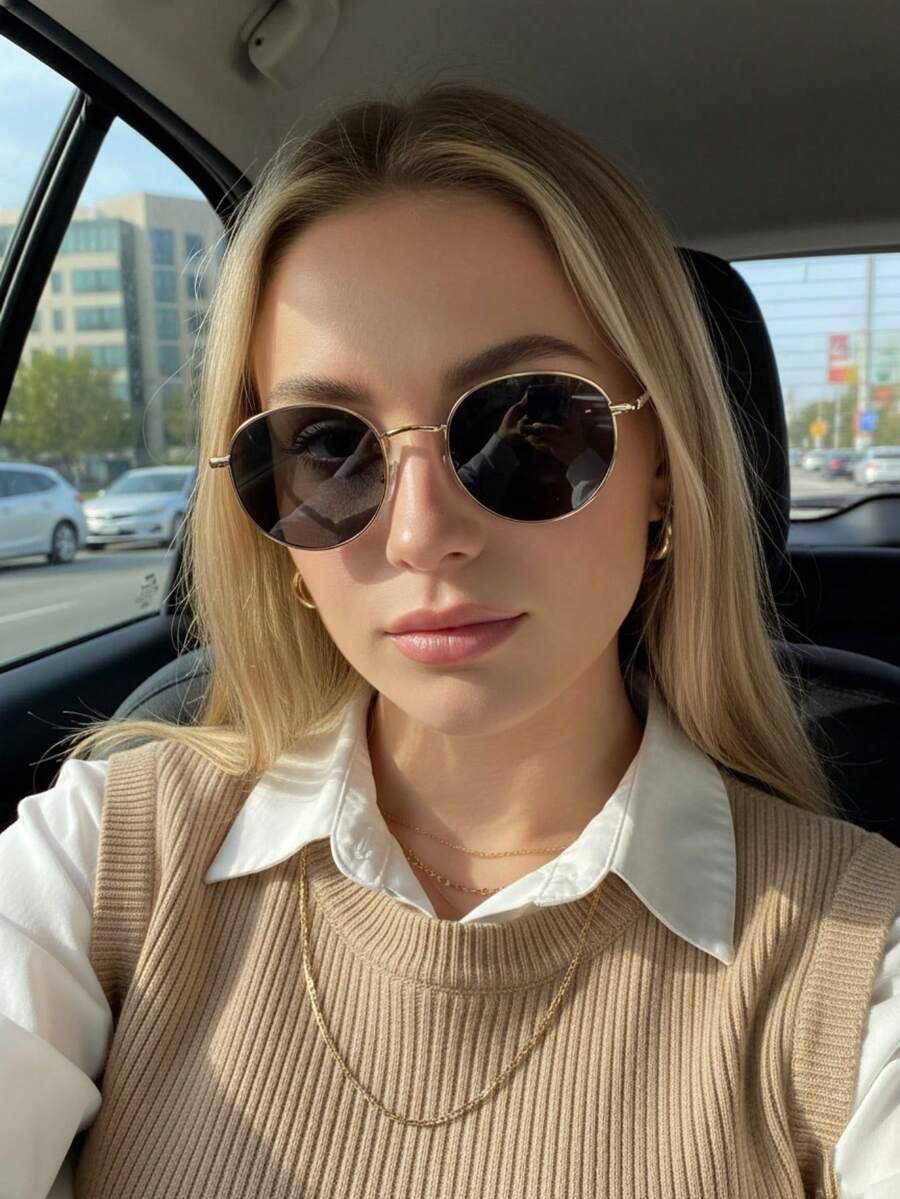 gafas con montura redonda pequeña y retro