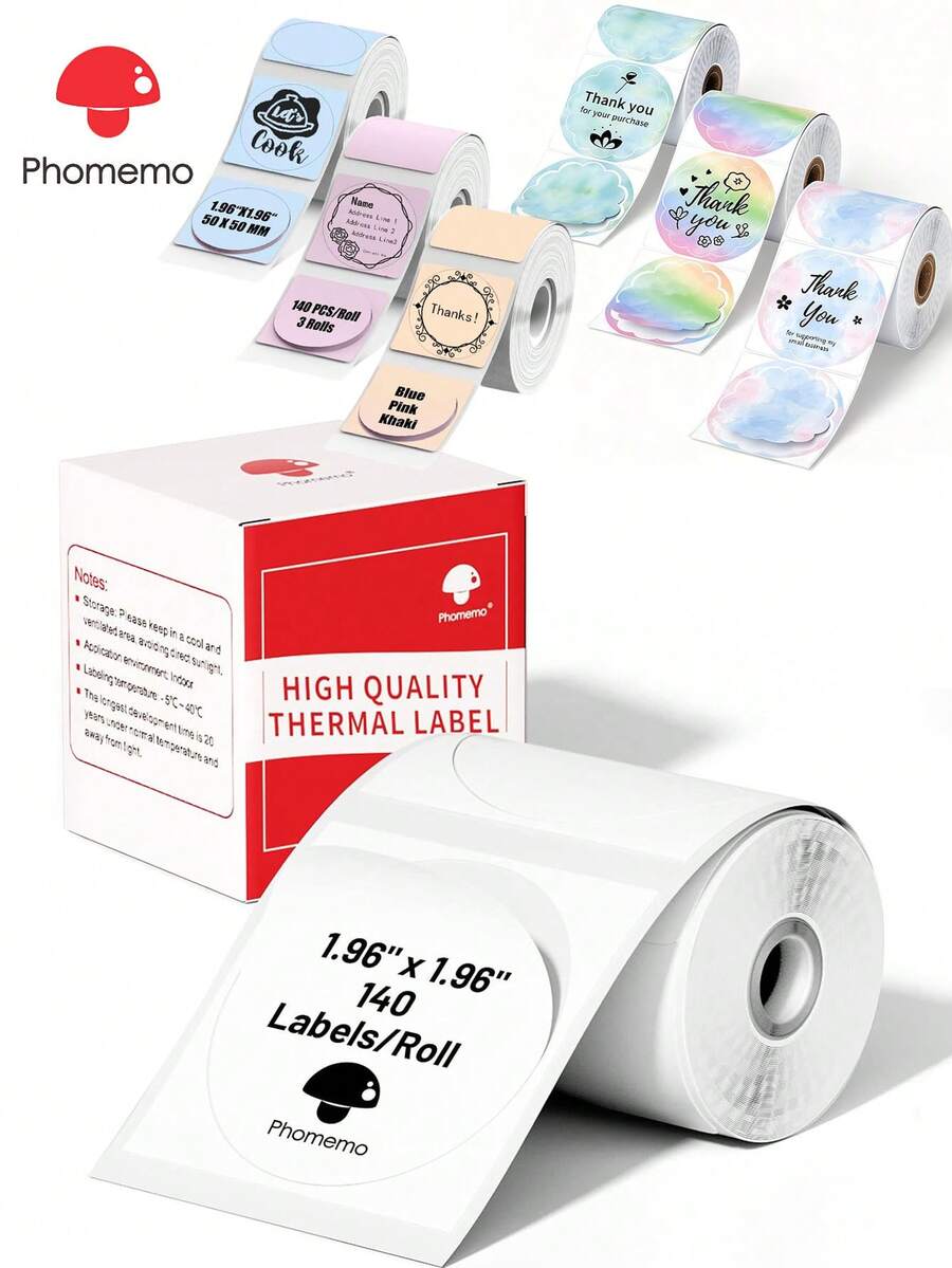 1 rollo de papel térmico con etiquetas