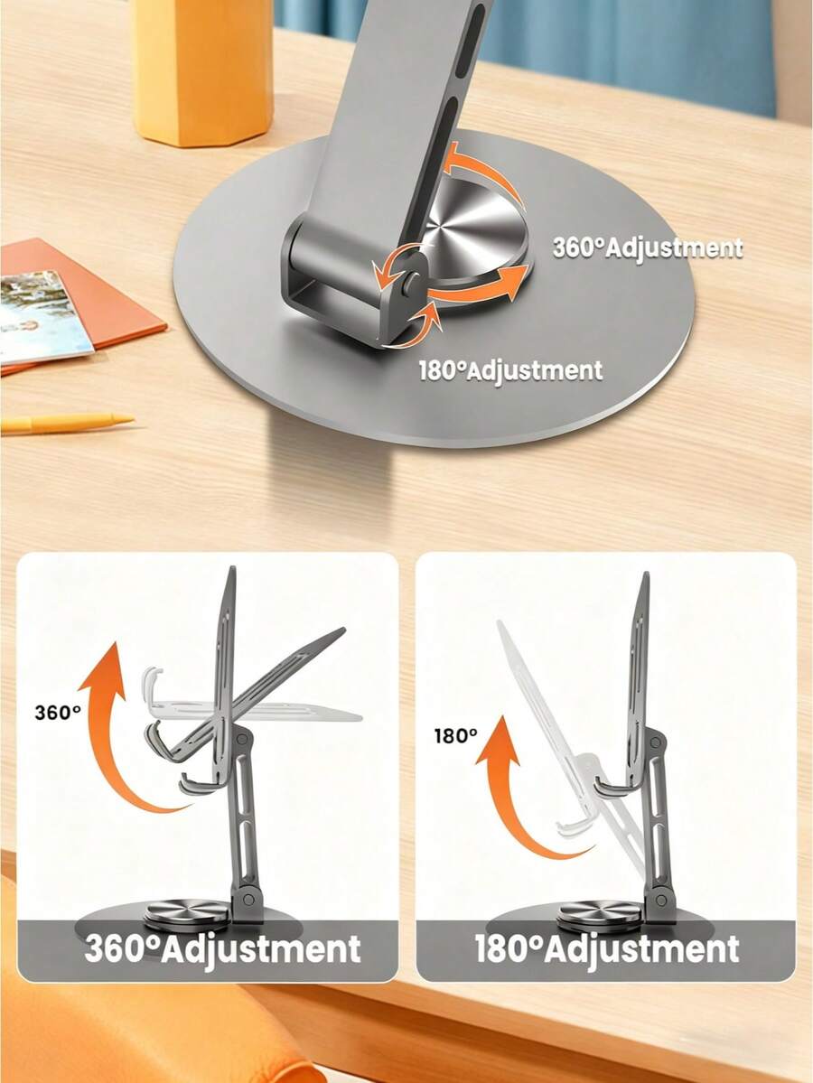 Soporte de escritorio plegable de aleación de aluminio, giratorio 360°
