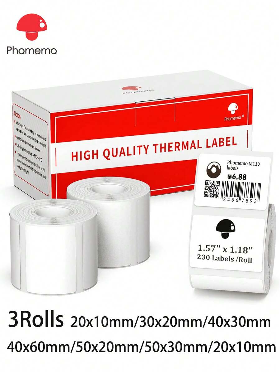 rollos de papel térmico de etiquetas Phomemo