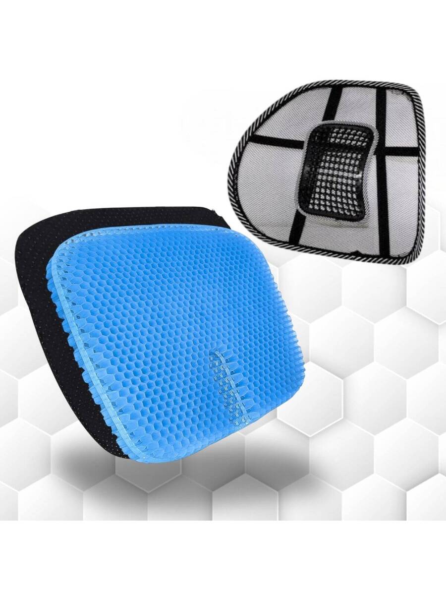Cojin Gel Silicon Asiento con Funda Flexible + Respaldo Lumbar