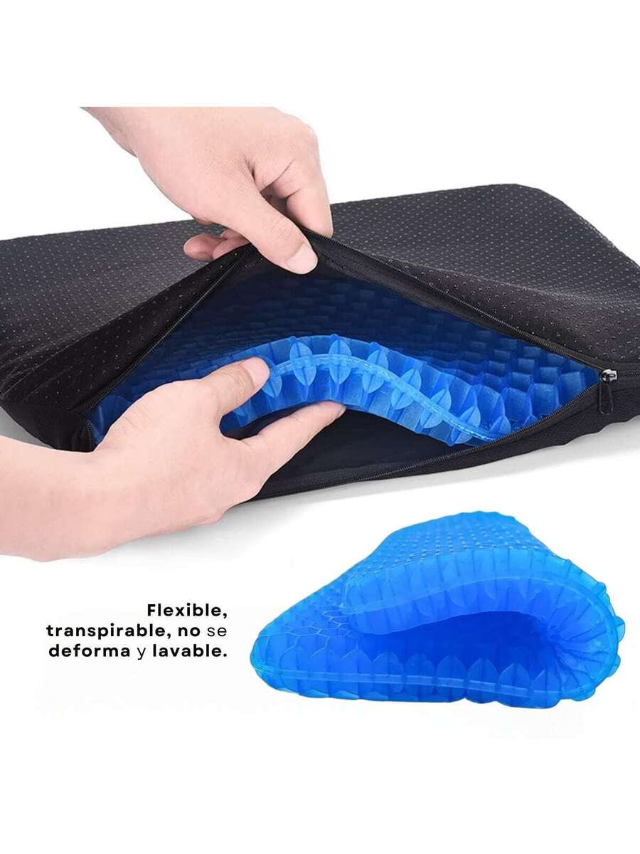Cojin Gel Silicon Asiento con Funda Flexible + Respaldo Lumbar