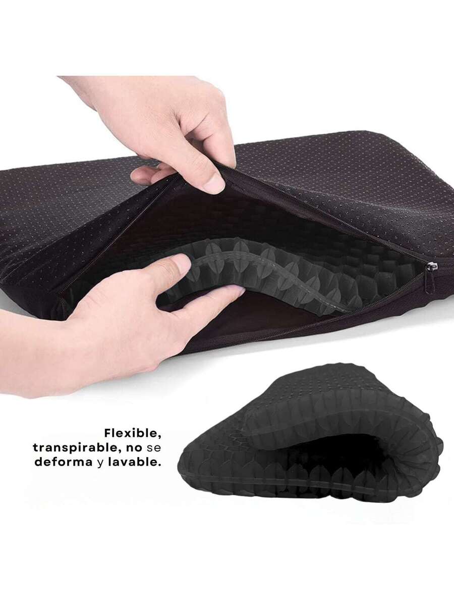 Cojin Gel Silicon Asiento con Funda Flexible + Respaldo Lumbar