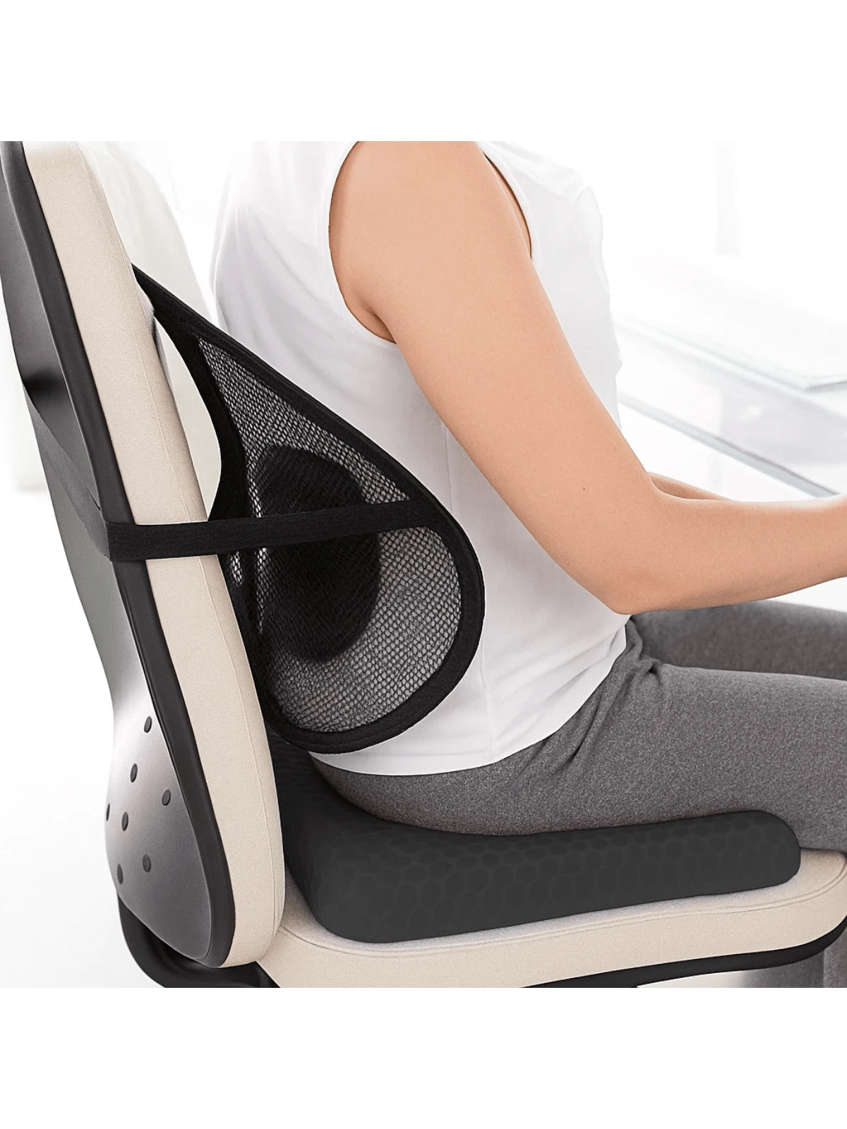Cojin Gel Silicon Asiento con Funda Flexible + Respaldo Lumbar