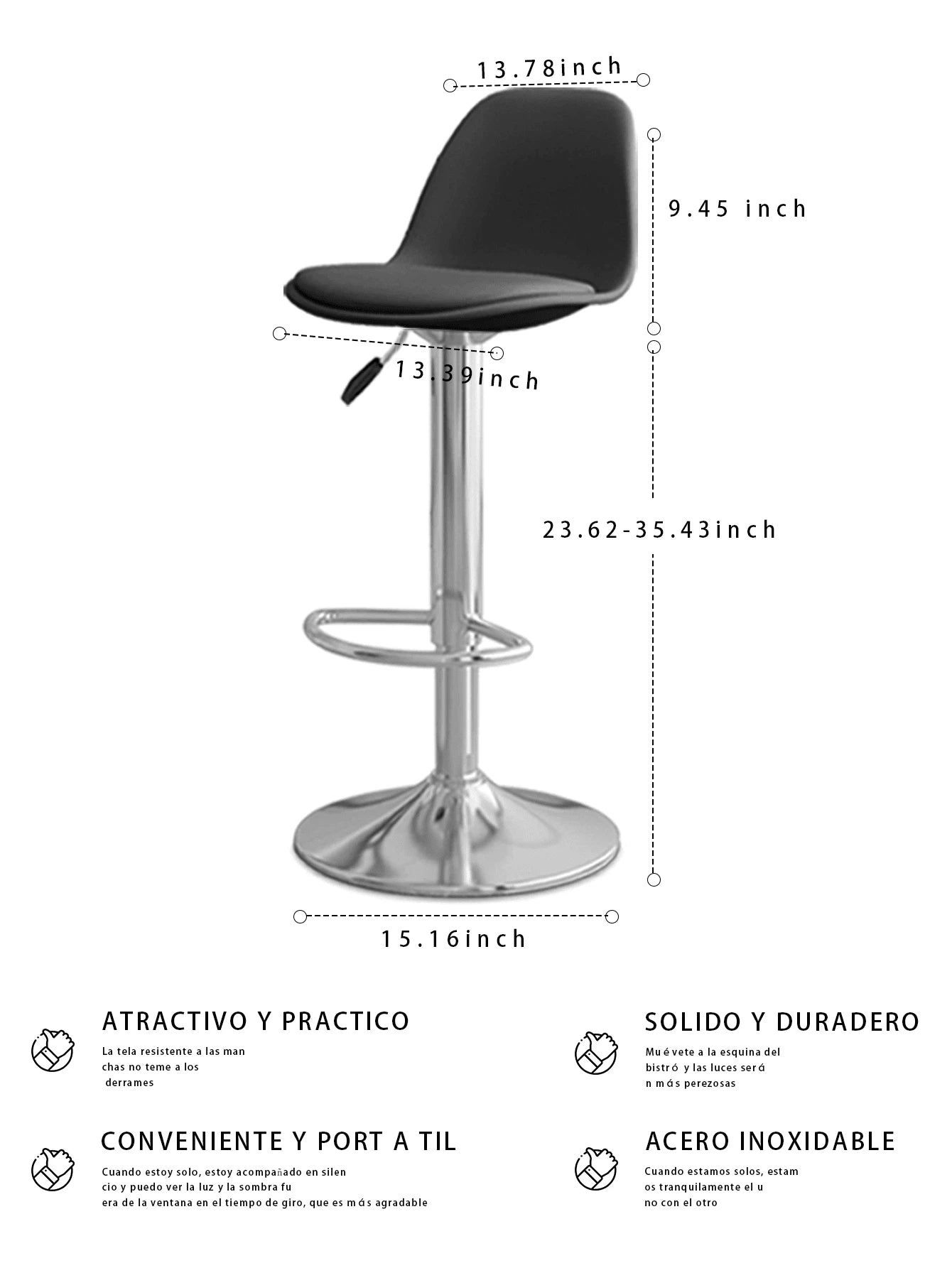 Conjunto de 2 sillas de bar