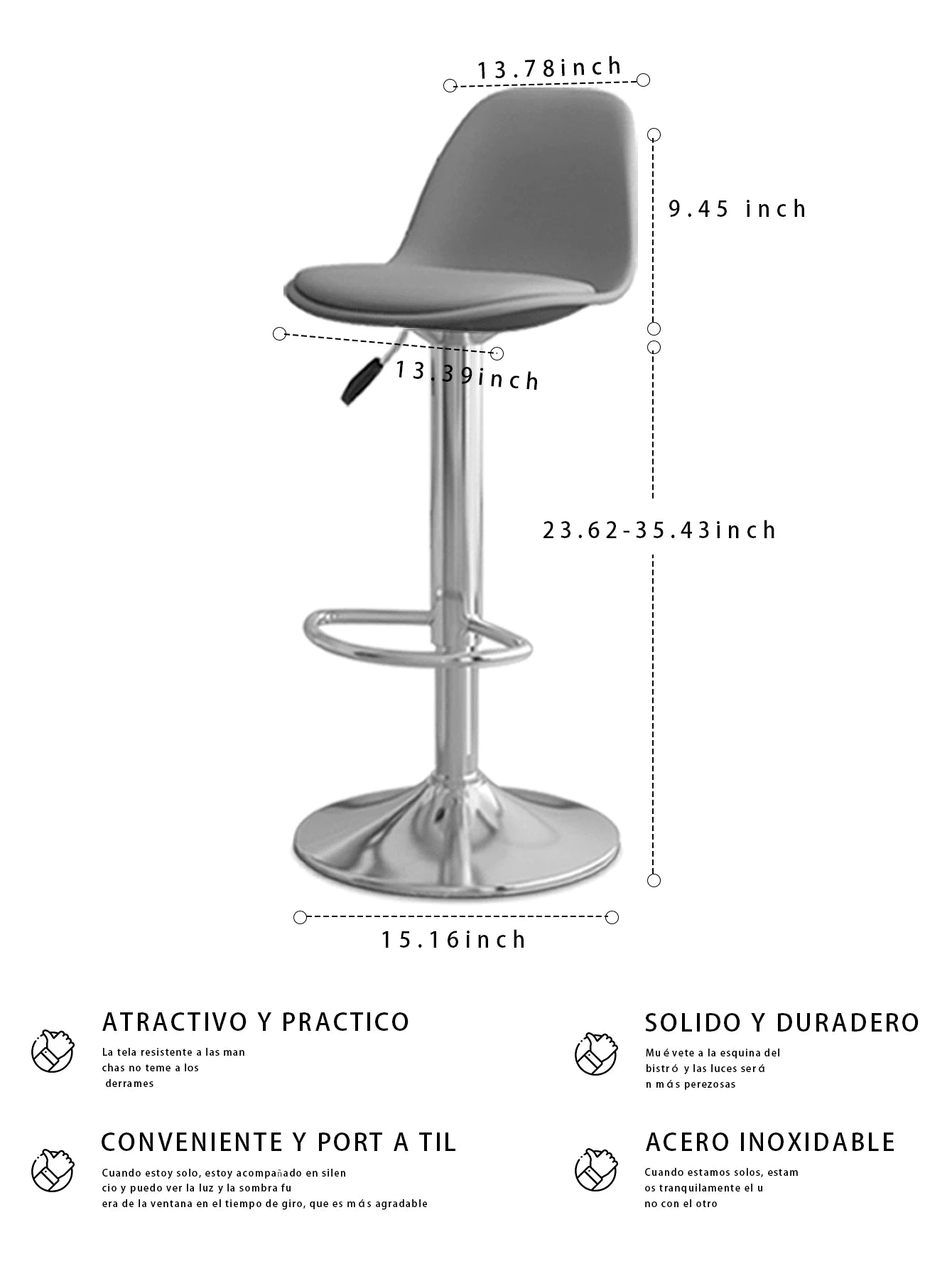 Conjunto de 2 sillas de bar giratorias