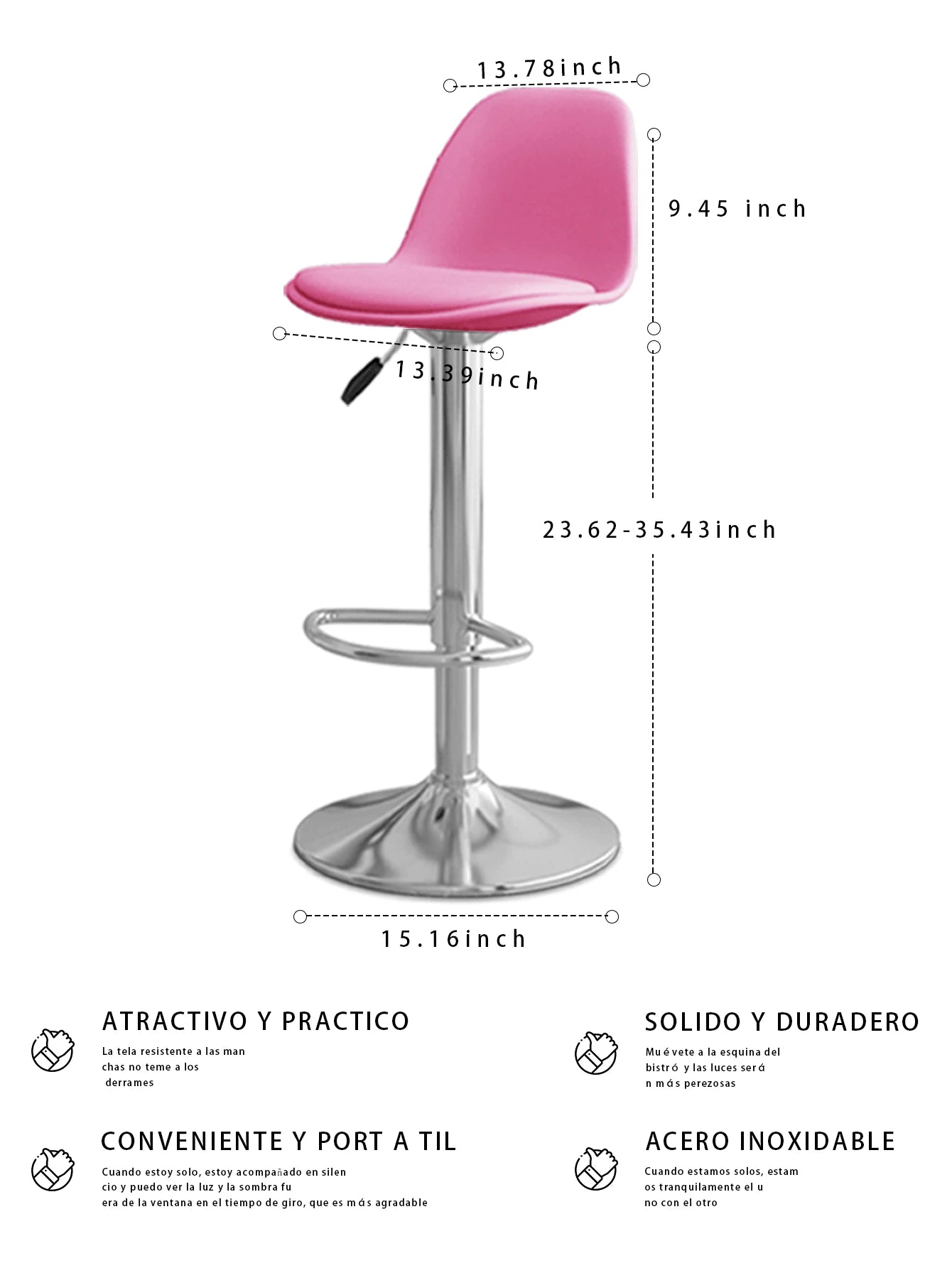 Conjunto de 2 sillas de bar giratorias