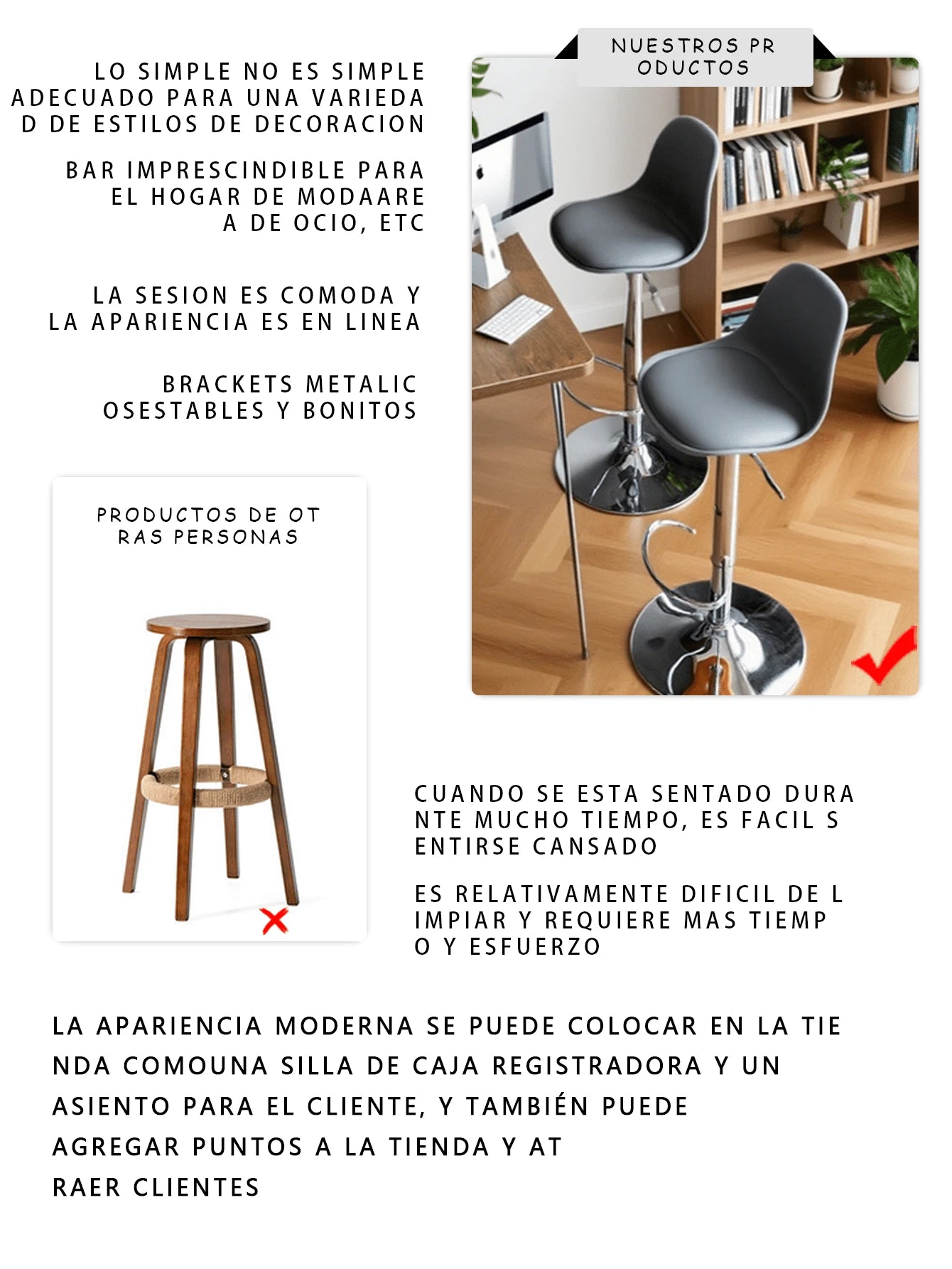 Conjunto de 2 sillas de bar giratorias