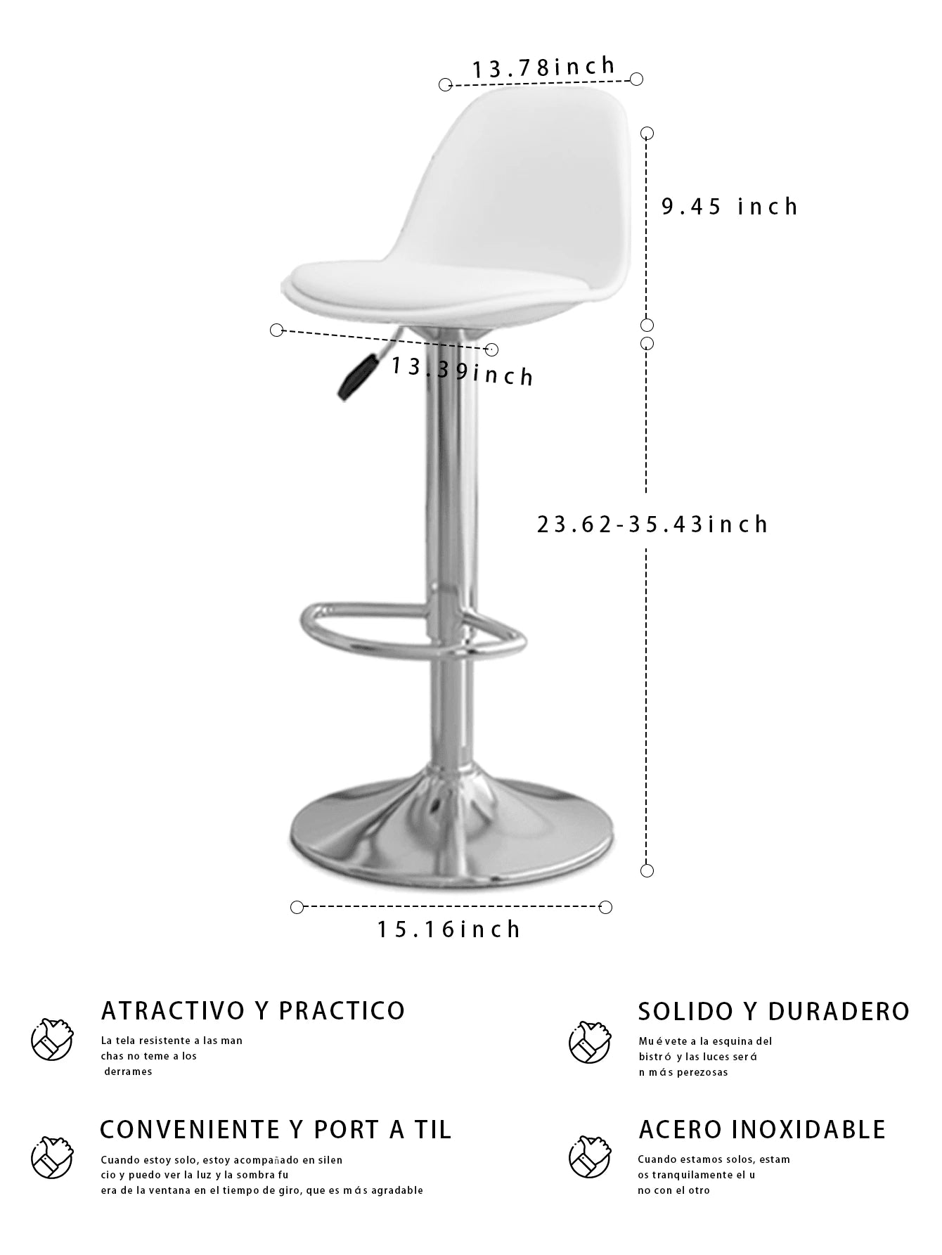 Silla de bar giratoria ergonómica