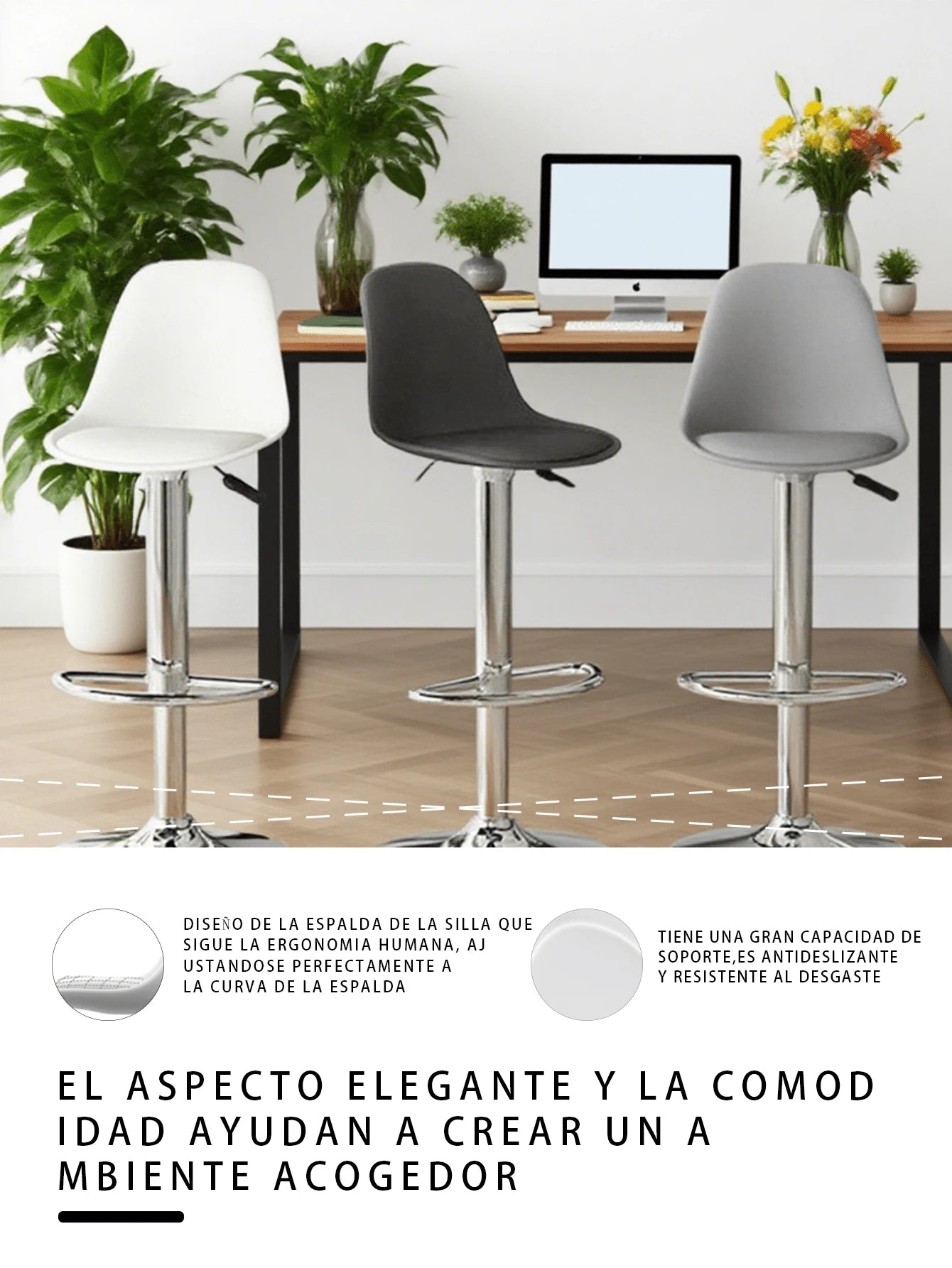 Silla de bar giratoria ergonómica