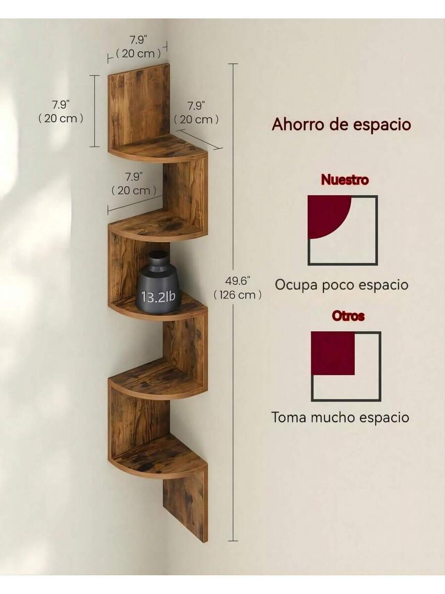 Estantería flotante de 5 niveles para esquina